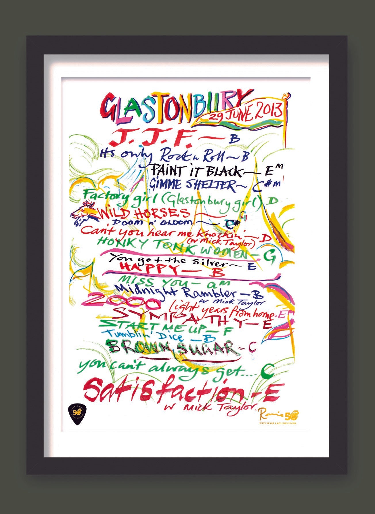 Ronnie Wood - Glastonbury, Somerset, June 29th 2013 Lithograph