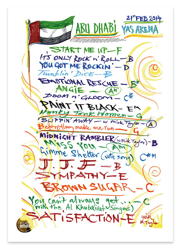 Ronnie Wood - Show 1, Yas Arena, Abu Dhabi United Arab Emirates 21 February 2014 Lithograph