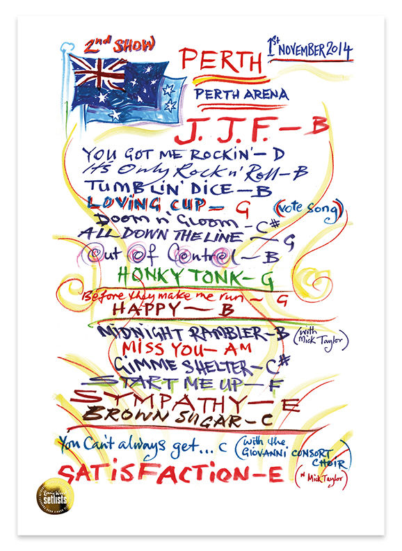 Ronnie Wood - Show 24, Perth Arena, Perth Australia 1 November 2014 Lithograph