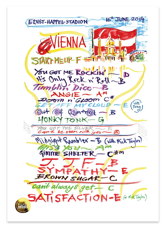 Ronnie Wood - Show 15, Ernst-Happel-Stadion, Vienna Austria 16 June 2014 LIthograph