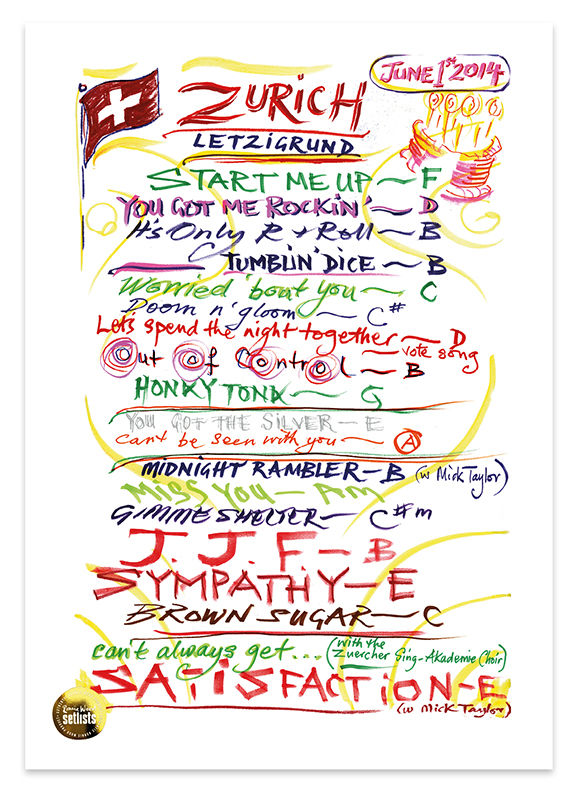 Ronnie Wood - Show 10, Letzigrund, Zurich Switzerland 1 June 2014 Lithograph