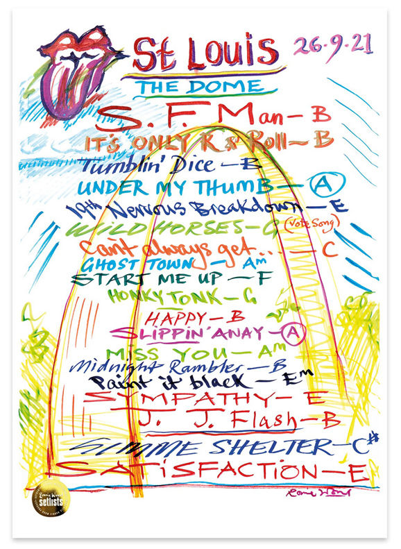 Ronnie Wood - Show 18, The Dome at Americas Centre, Missouri 26 Sept 2021 Lithograph