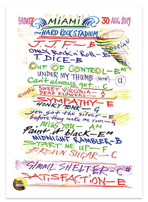 Ronnie Wood - Show 17, Hard Rock Stadium, Miami 30 Aug 2019 Lithograph