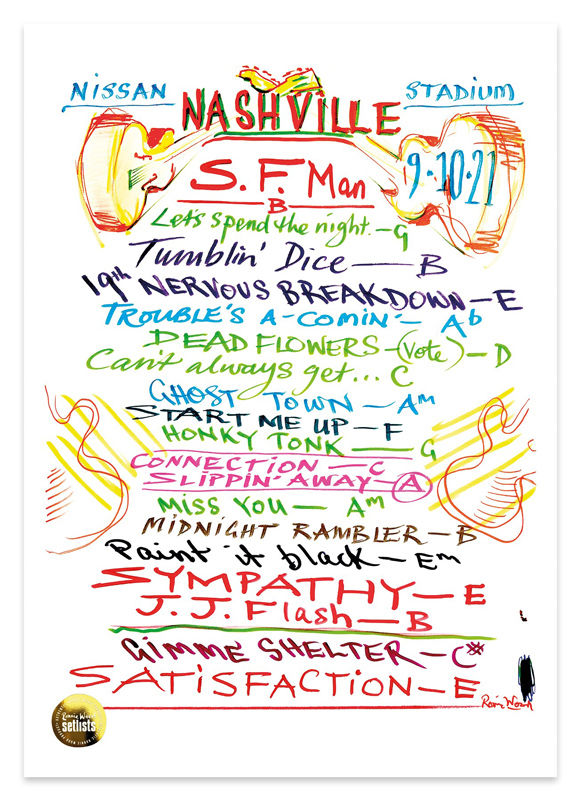 Ronnie Wood - Show 21, Nissan Stadium, Nashville, 9 October 2021 Lithograph