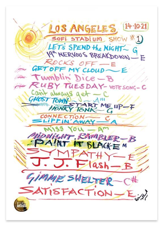 Ronnie Wood - Show 22, SoFi Stadium , Los Angeles, California 14 October 2021 Lithograph