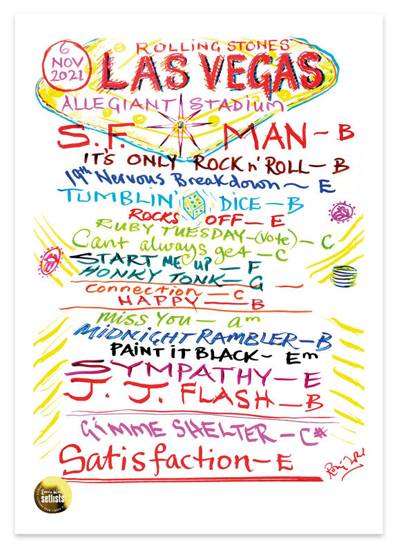 Ronnie Wood - Show 27, Allegiant Stadium, Las Vegas 6 Nov 2021 Lithograph