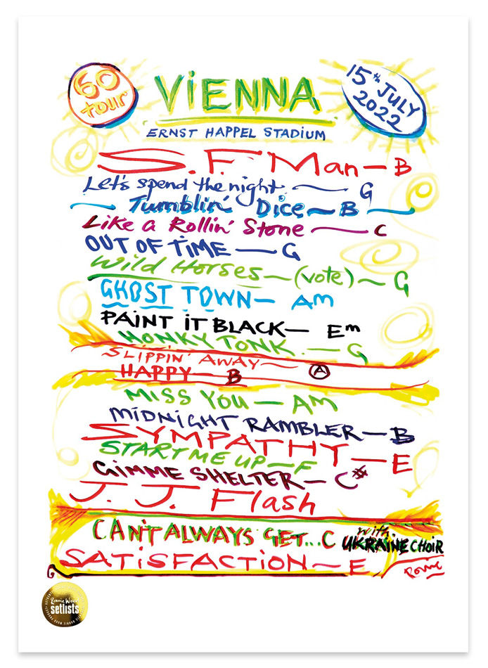 Ronnie Wood - Ernst Happel Stadium, Vienna, Austria 15 July 2022 Lithograph