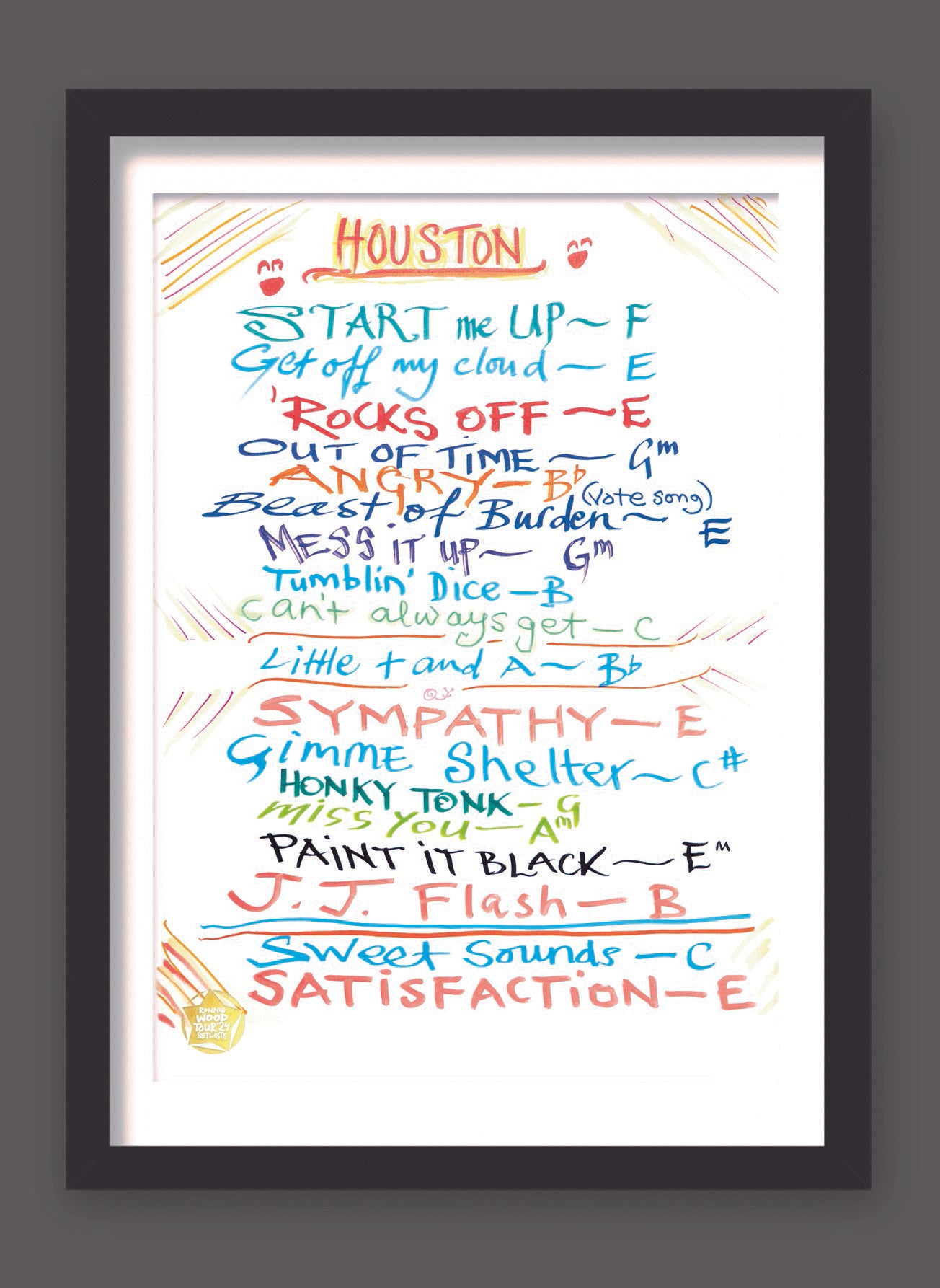 Ronnie Wood - Show 1, NRG Stadium, Houston 28 April 2024 Lithograph