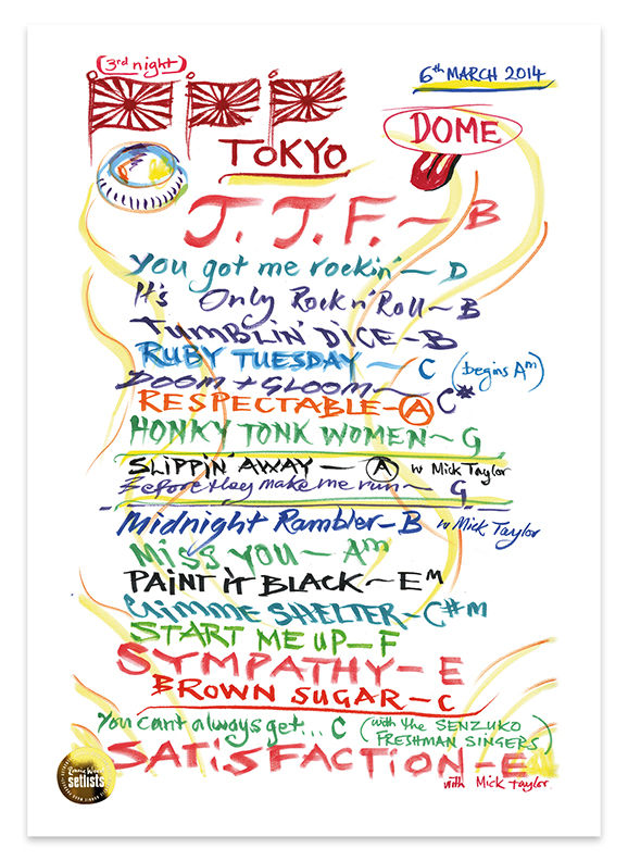 Ronnie Wood - Show 4, Tokyo Dome, Tokyo Japan 6 March 2014 Lithograph