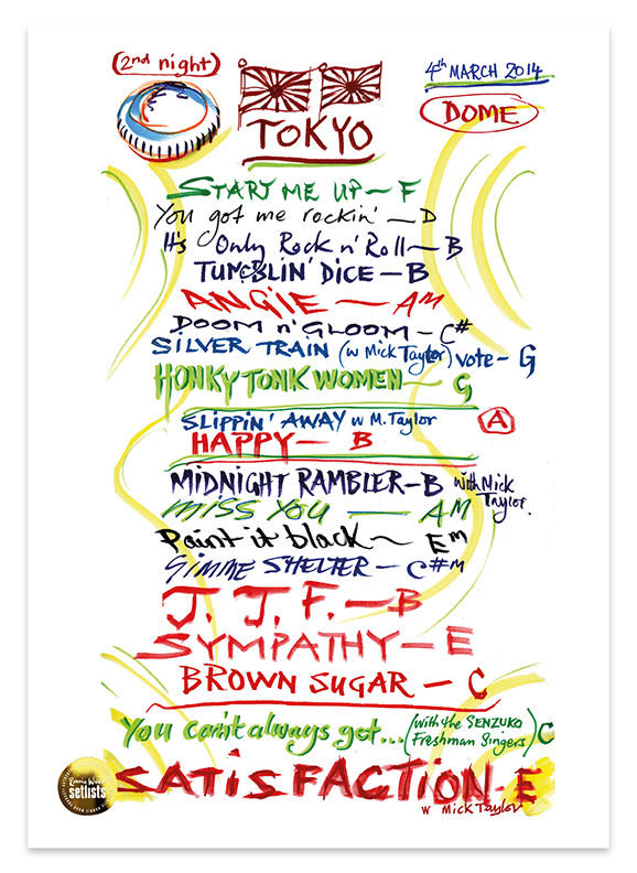 Ronnie Wood - Show 3, Tokyo Dome, Tokyo Japan 4 March 2014 Lithograph