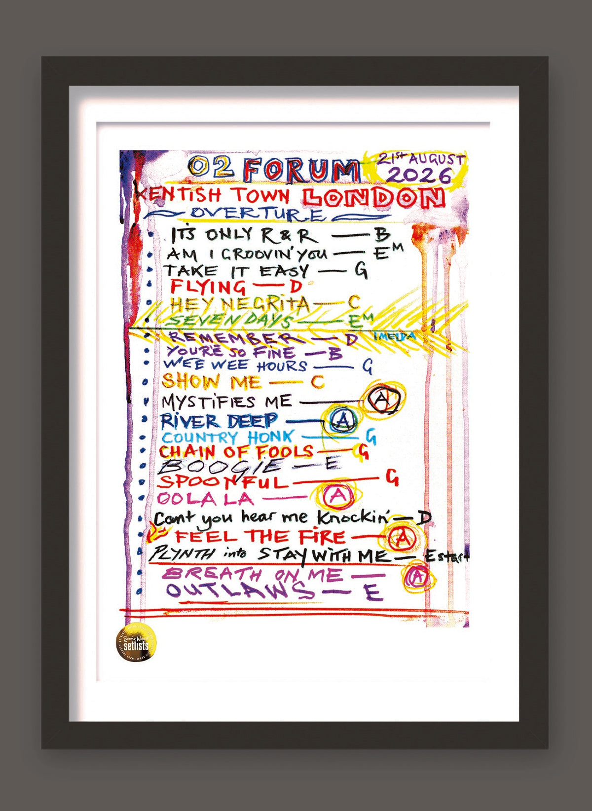 Ronnie Wood - Show 3, O2 Forum, London, UK 21 August 2026 Lithograph