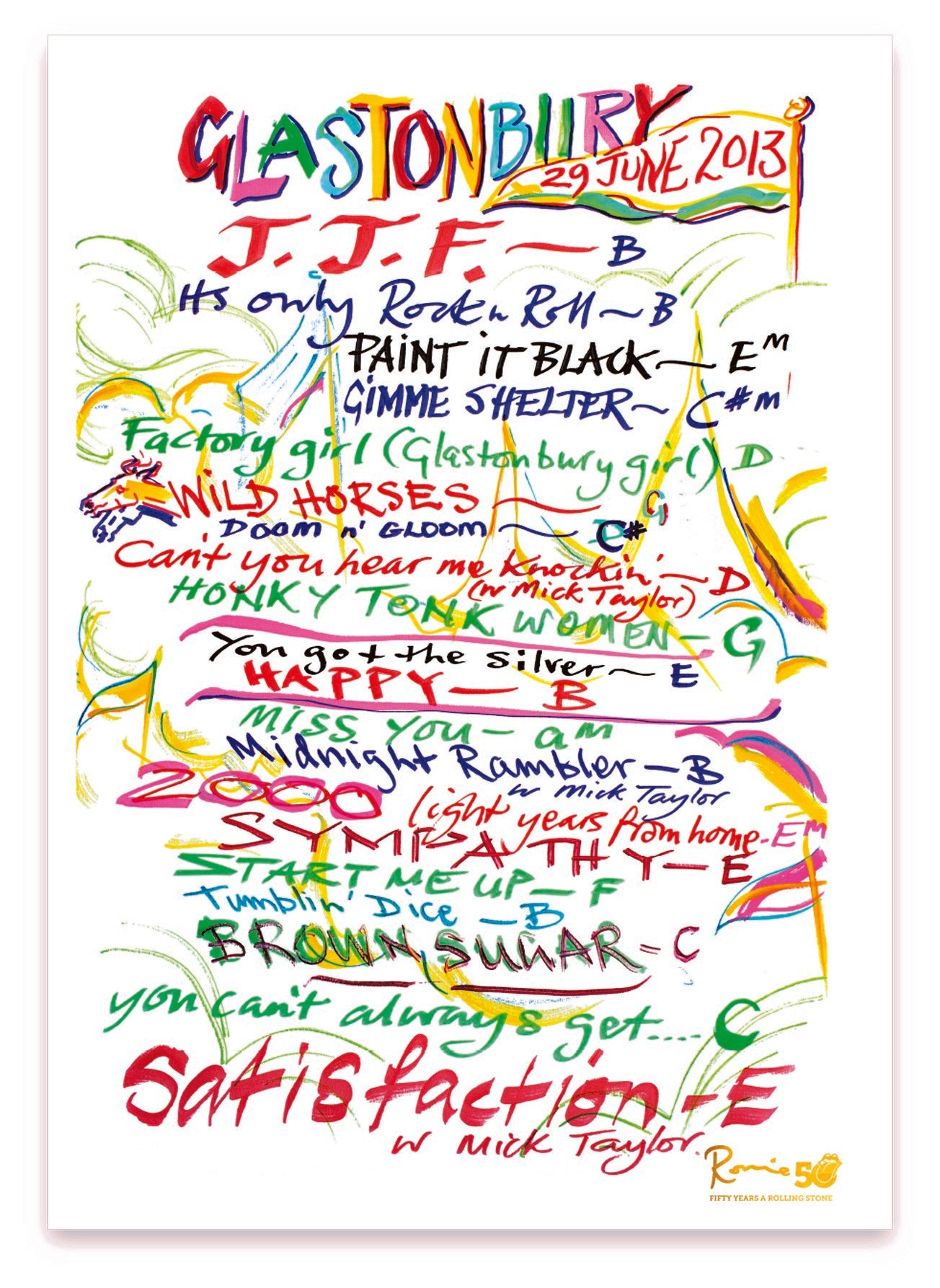 Glastonbury, Somerset, June 29th 2013 Lithograph - Ronnie Wood UK