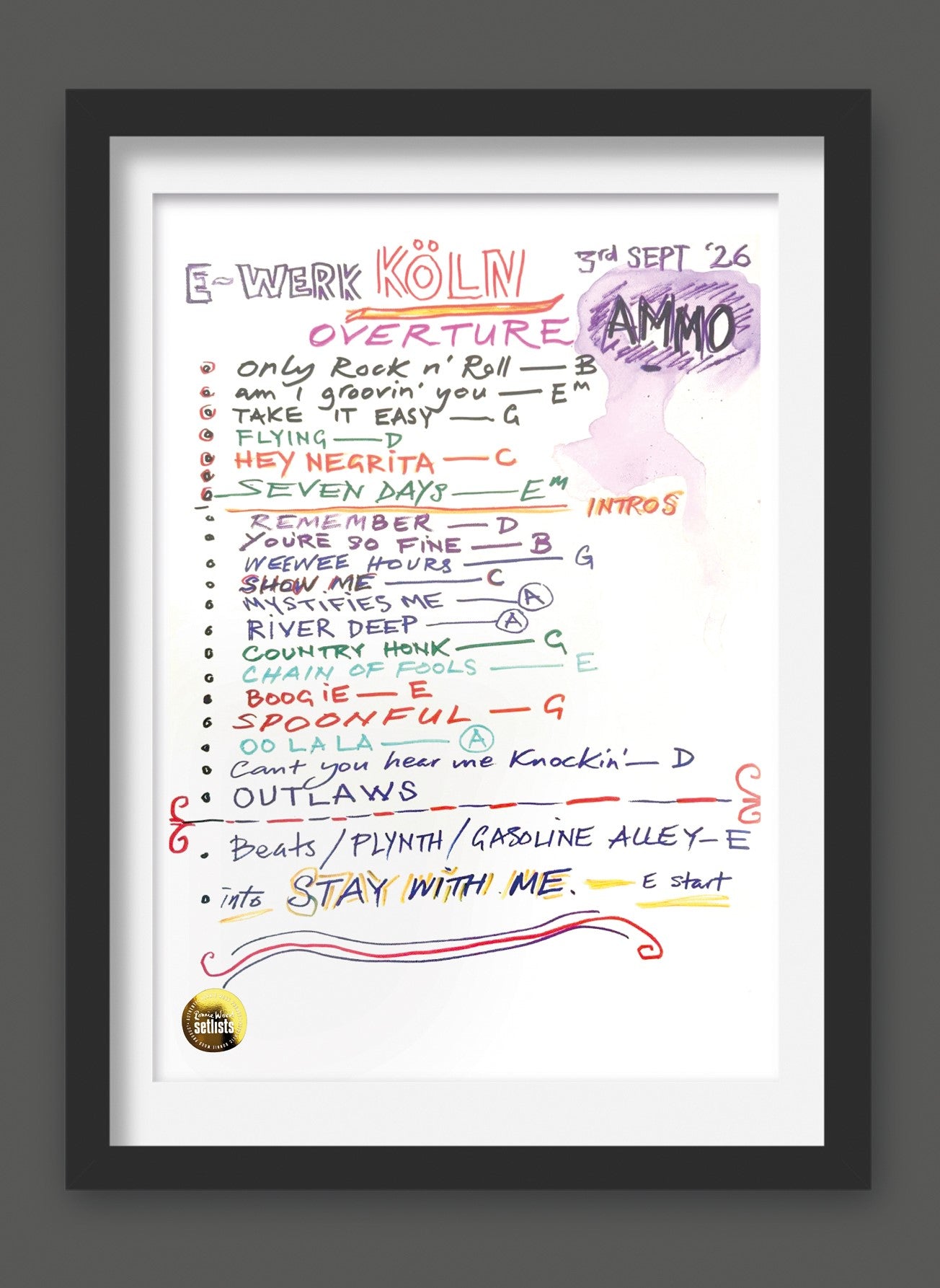 Ronnie Wood - Show 6, E-Werk, Koln, Germany 3 September 2026 Lithograph
