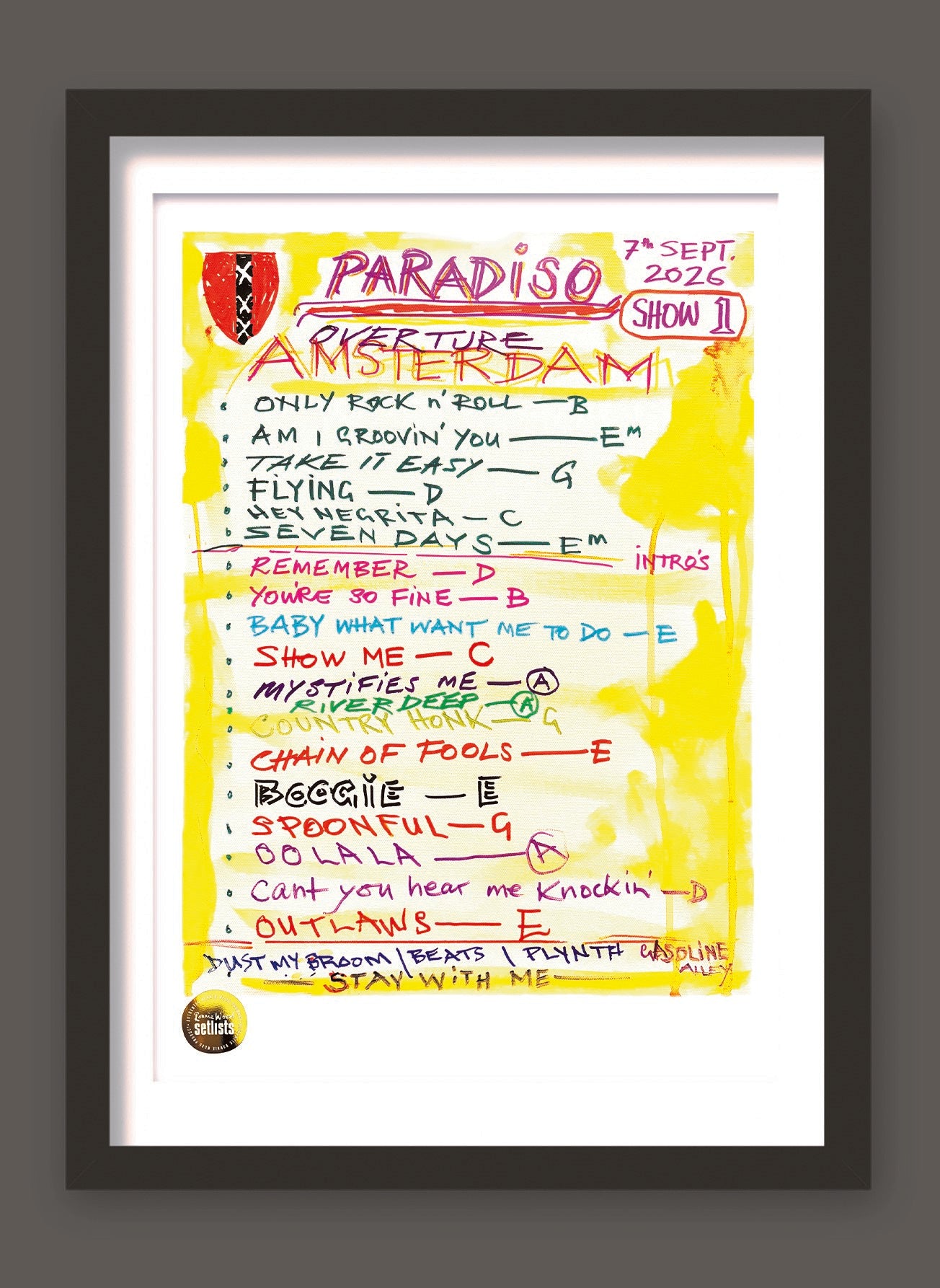 Ronnie Wood - Show 8, Paradiso, Amsterdam, Netherlands 7 September 2026 Lithograph