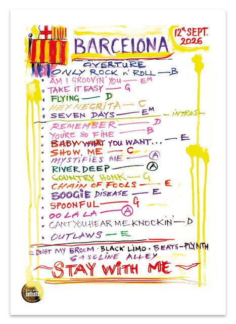 Ronnie Wood - Show 11, Razzmatazz, Barcelona, Spain 12 September 2026 Lithograph