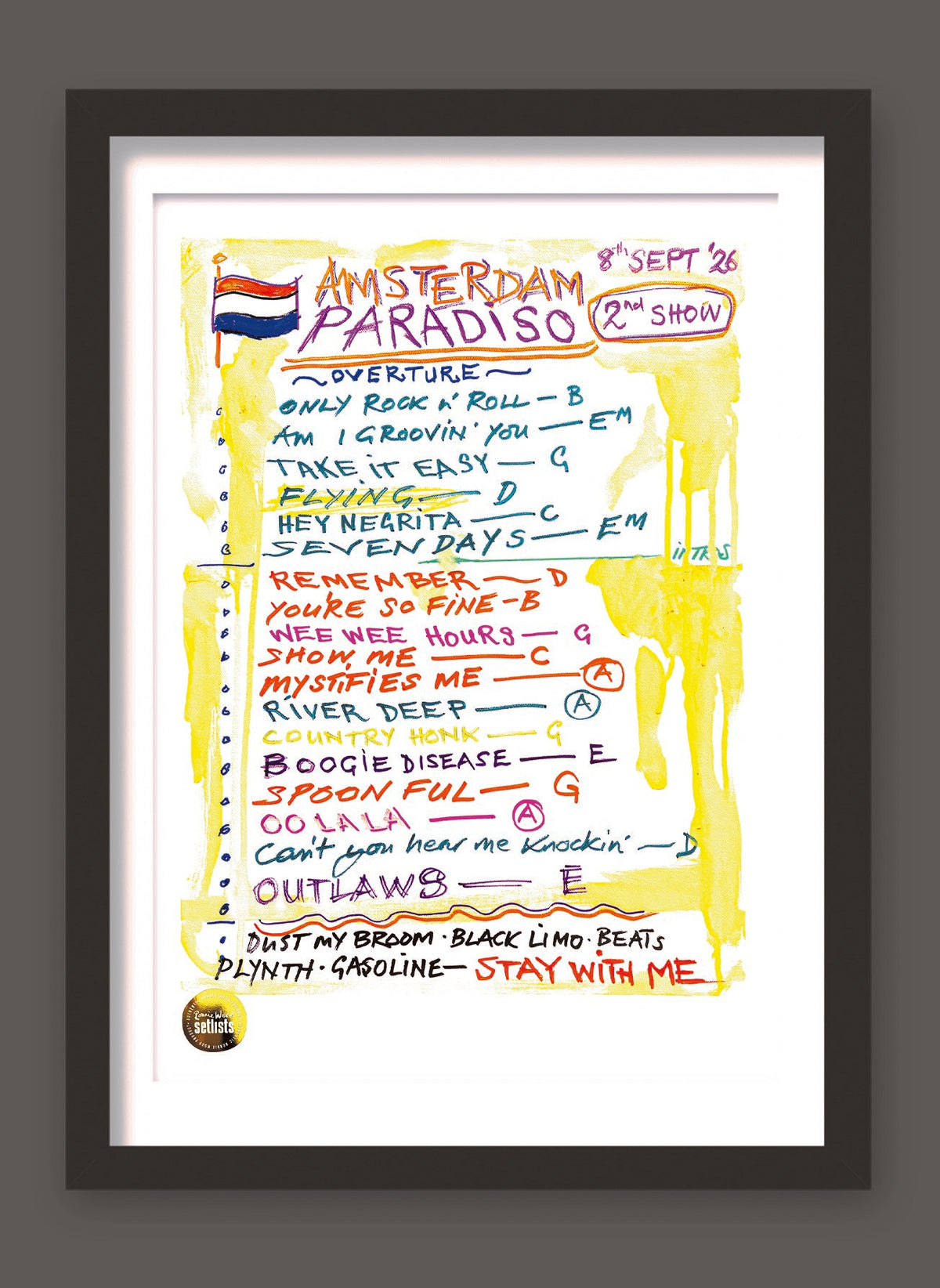 Ronnie Wood - Show 9, Paradiso, Amsterdam, Netherlands 8 September 2026 Lithograph