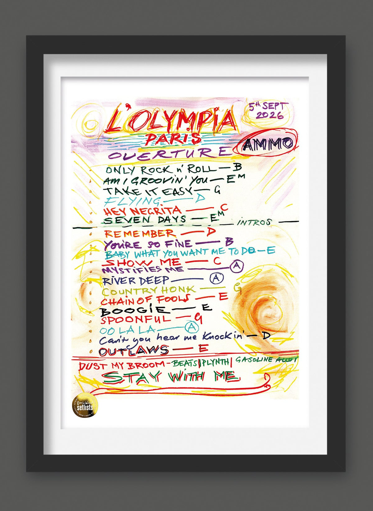 Ronnie Wood - Show 7, L'Olympia, Paris, France 5 September 2026 Lithograph