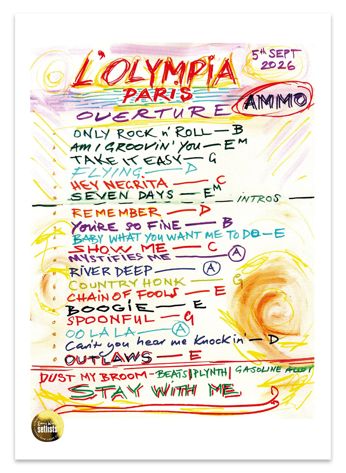 Ronnie Wood - Show 7, L'Olympia, Paris, France 5 September 2026 Lithograph