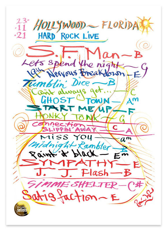 Ronnie Wood - Show 31, Hard Rock Live, Hollywood Florida 23 Nov 2021 Lithograph